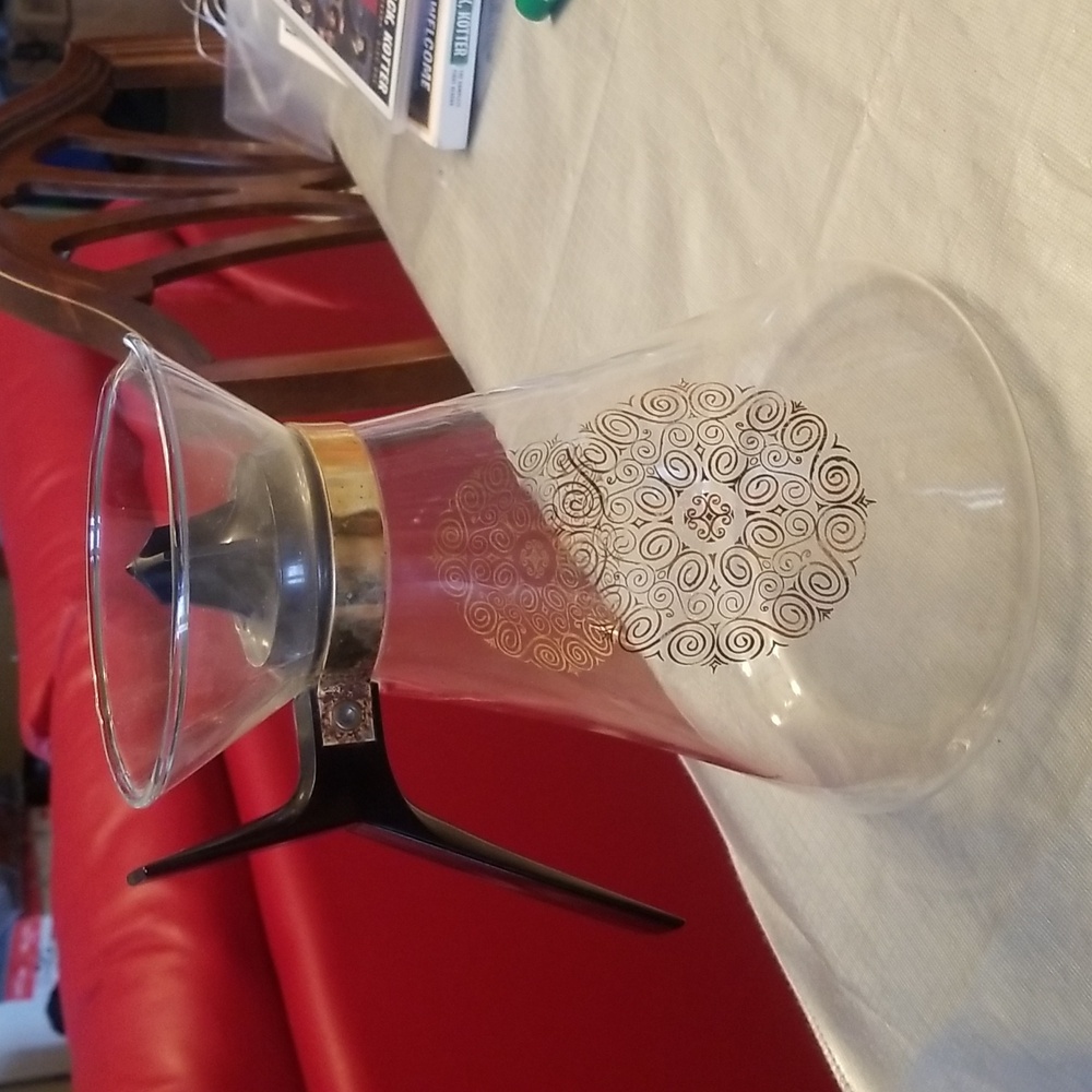 Vintage Geni Corning Glass Gold MCM Atomic 24 oz Carafe